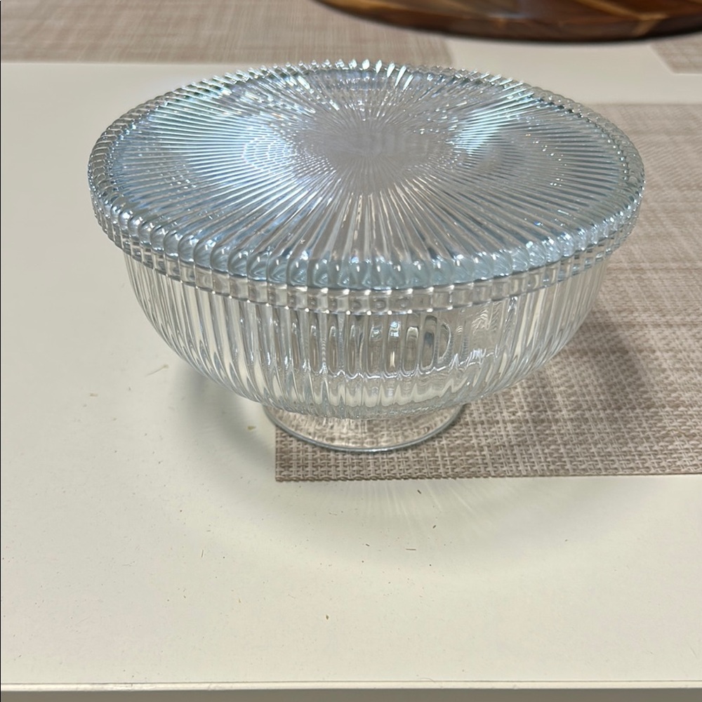 Elegant Clear Glass Lidded Bowl
